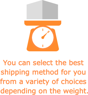 You can select the best shipping method for you from a variety of choices depending on the weight.